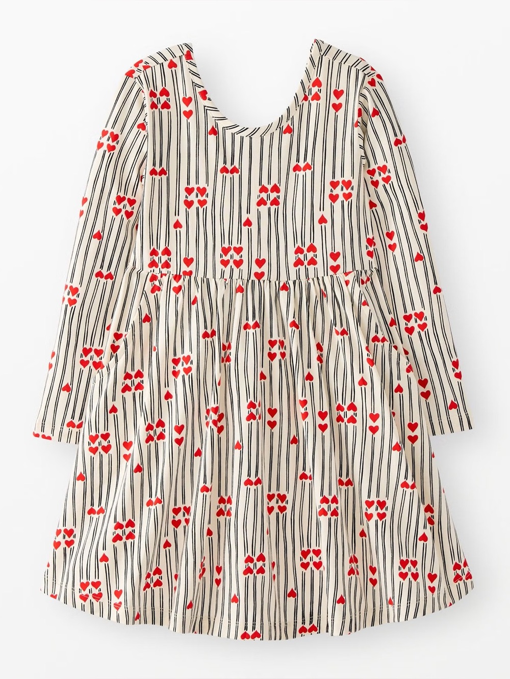 Hanna Andersson Long Sleeve Skater Dress Valentines Heart Stripes Love Print